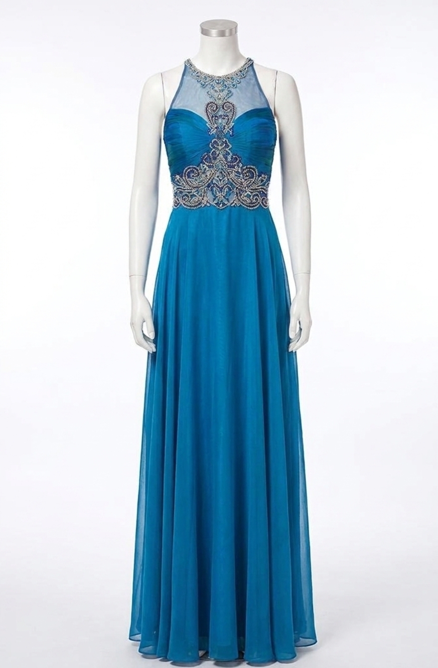NEW ANGELA & ALISON chiffon long prom dress in midnight blue